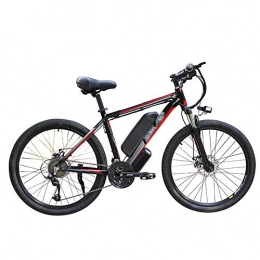 HLEZ Electric Mountain Bike HLEZ 26'' Electric Mountain Bike, Electric Bicycle with 350W Motor Removable Large Capacity Lithium-Ion Battery 48V 10Ah 21 Speed Gear Three Working Modes, dark red, UK