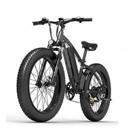 HMEI Electric Mountain Bike HMEI Electric Bike for Adults 25 Mph 26“ Fat Tire 1000W 48V 13Ah Battery Electric Bicycle Snow Mountain Ebike (Color : Black)