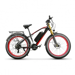 HMEI Electric Mountain Bike HMEI Electric Bike for Adults 750W 26 Inch Fat Tire, Electric Mountain Bicycle 48V 17ah Battery, Full Suspension E Bike (Color : Black red)