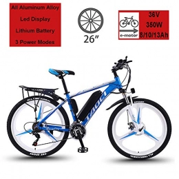 Hyuhome Electric Mountain Bike Hyuhome Electric Bikes for Adult, Magnesium Alloy Ebikes Bicycles All Terrain, 26" 36V 350W 13Ah Removable Lithium-Ion Battery Mountain Ebike for Mens, Blue, 10Ah65Km