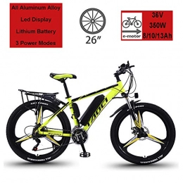 Hyuhome Electric Mountain Bike Hyuhome Electric Bikes for Adult, Magnesium Alloy Ebikes Bicycles All Terrain, 26" 36V 350W 13Ah Removable Lithium-Ion Battery Mountain Ebike for Mens, Yellow, 13Ah80Km