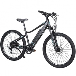 Hyuhome Bike Hyuhome Electric Bikes for Adult Mens Women, 27.5" E-MTB Bicycles Full Terrain, 250W 36V 12.5Ah Mountain Ebikes, BAFANG Motor Shimano 7-Speed Double Disc Brakes for Outdoor Commuter (Black, 720)