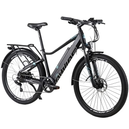 Hyuhome Bike Hyuhome Electric Bikes for Adult Mens Women, 27.5" Ebikes Bicycles All Terrain City Ebike 36V 12.5Ah Mountain E-MTB Bicycle with Shimano 7 Speed for Outdoor Commuter (Black with Rear Shelf)