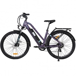 Hyuhome Electric Mountain Bike Hyuhome Electric Bikes for Adult Mens Women, 27.5" Ebikes Bicycles Full Terrain, 250W 36V 12.5Ah Mountain E-MTB Bicycle, Shimano 7 Speed Double Disc Brakes for Outdoor Commuter (Purple, 820L+)