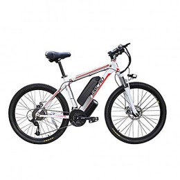 Hyuhome Electric Mountain Bike Hyuhome Electric Bycicles for Men, 26" 48V 360W IP54 Waterproof Adult Electric Mountain Bike, 21 Speed Electric Bike MTB Dirtbike with 3 Riding Modes, white red