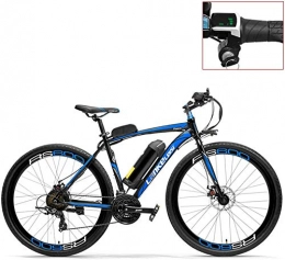 IMBM Electric Mountain Bike IMBM RS600 700C Pedal Assist Electric Bike, 36V 20Ah Battery, 300W Motor, Aluminium Alloy Airfoil-shaped Frame, Both Disc Brake, 20-35km / h, Road Bicycle (Color : Blue-LED, Size : Plus 1 Spare Battery)