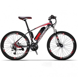 JXH Electric Mountain Bike JXH 26-Inch Power-Assisted Mountain Bike Lithium Electric 27-Speed Off-Road Battery Car, 250W Brushless Motor And Bold Suspension Fork, Red