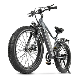 Kinsella Bike Kinsella cmacewheel J26, 26-inch fat tire electric mountain bike, 17A lithium battery, mechanical disc brake. (grey)