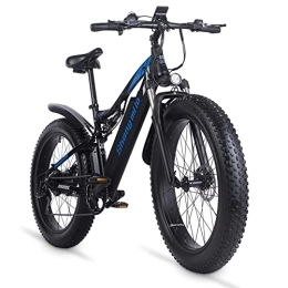 Kinsella Bike Kinsella shengmino Electric Bicycle Lithium Battery, Full Suspension Electric Bicycle, Dual Hydraulic Disc Brake 26 * 4.0 Inch Fat Tire Adult Electric Bicycle, Mountain Bike-MX03