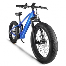 LDGS Bike LDGS ebike Electric Bike 1000W 48V for Adults 40MPH 26 Inch Full Suspension Fat Tire Electric Bicycle Hidden Battery 9 Speed Mid Motor Mountain Ebike (Color : Blue, Gears : 9 Speed)