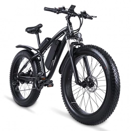 LYUN Electric Mountain Bike LYUN Men Electric Bike for Adults 1000W 26" Fat Tire Snow E Bike 48V 17Ah Lithium Battery 21-Speed Electric Bike 25 Mph (Color : Black)