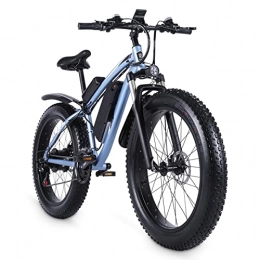 LYUN Electric Mountain Bike LYUN Men Electric Bike for Adults 1000W 26" Fat Tire Snow E Bike 48V 17Ah Lithium Battery 21-Speed Electric Bike 25 Mph (Color : Blue)