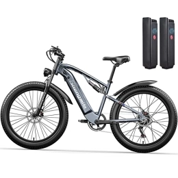Vikzche Q Electric Mountain Bike MX05 Electric Bike for adult, Mountain Bike, 48V*15Ah removable Lithium Battery, Full suspension Electric Bicycles, Dual hydraulic disc brakes 26 * 3.0 inch Fat Tire (add an extra battery)