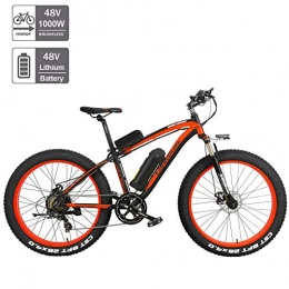 Nbrand Electric Mountain Bike Nbrand 26 Inch Electric Fat Bike Snow Bike, 26 * 4.0 Fat Tire Mountain Bike, Lockable Suspension Fork, 3 Riding Modes (Red, 1000W Plus 1 Replacement 17Ah)