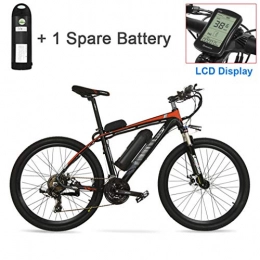 NYPB Electric Mountain Bike NYPB Electric Bike, Motor 250W / 400W 26'' Pneumatic Tyres Seat Adjustable 36V48V Rechargeable Lithium Battery 21 Speed Shifter Pedal Assist Unisex Bicycle, Red, 48V 13AH 400W