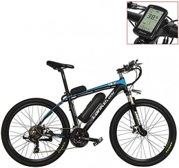 Oulida Electric Mountain Bike Oulida Electric bicycle, T8 36V 240W electric bicycle pedal assist strength, high electric mountain bike MTB fashion, using the suspension fork. woo (Color : Blue LCD, Size : 20Ah+1 Spare Battery)