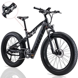 Paselec Electric Mountain Bike PASELEC Electric Bikes for Adult, Electric Mountain Bike, 26 inch*4.0'' Fat Tire E-Bike with 48V 14.5ah Lithium Battery, 65N·m Torque Moped Cycle 7 Speed Gear Full suspension E-MTB Power Motor (Bk)