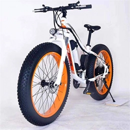 RDJM Electric Mountain Bike RDJM Ebikes, 26" Electric Mountain Bike 36V 350W 10.4Ah Removable Lithium-Ion Battery Fat Tire Snow Bike for Sports Cycling Travel Commuting (Color : White Orange)