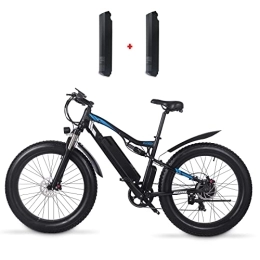 MSHEBK Bike Shengmilo Electric Bike, Mountain Ebike with 26 Inch Fat Tire 48V 17AH, Adults Men's Road Electric Bicycle (2*Battery)