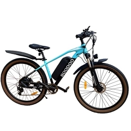 SOODOO Electric Mountain Bike SOODOO Electric Bike 27.5'' for Adults, Electric Mountain Bicycle with Rechargeable and Removable 36V 13AH Lithium-Ion Battery, Ebikes with Shimano 7 Speed Transmission Gears, MTB for Men Women -Blue