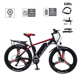UNOIF Electric Mountain Bike UNOIF Upgrade Electric Bikes with Removable Large Capacity Lithium-Ion Battery (36V 350W), 26" Electric Bike 21 Speed Gear And Three Working Modes, Black Red