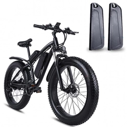 WMLD Electric Mountain Bike WMLD Electric Bike 1000W for Adults 26 Inch Fat Tire Electric Bike Aluminum Alloy Outdoor Beach Mountain Bike Snow Bicycle Cycling (Color : Black-2 batterys)