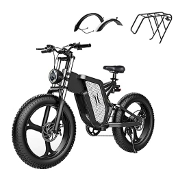DEEPOWER Electric Mountain Bike X20 Electric Bicycle, 250W Motor, 20" x 4.0 Fat Tire Electric Bike for Adults, 48V 33AH Removable Battery, 25KM / H, Snow Beach Mountain E-Bike with Dual Hydraulic Shock Absorber & Pedal Assist