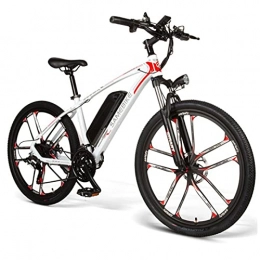 ZWHDS Electric Mountain Bike ZWHDS 26-inch electric bicycle-48V 8AH lightweight variable speed bicycle, 350W high-power motor, IP64 waterproof 30km / h, multiple driving plans (Color : White)