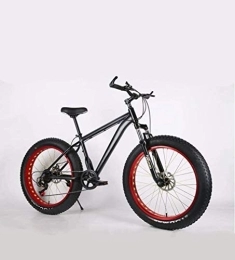 WJSW Bike Upgraded Version Fat Tire Mens Mountain Bike, Double Disc Brake / High-Carbon Steel Frame Bikes 7 Speed, Beach Snowmobile Bicycle 24-26 inch Wheels