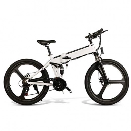 Asseny Folding Mountain Bike Electric Bicycle 26 Inch 350W Brushless Motor 48V Portable for Outdoor (White)