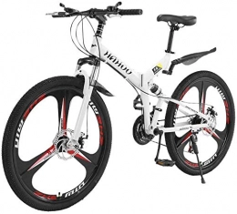 SYCY Bike 26 Inch Folding Mountain Bike Bicycle with 21 Speed Dual Disc Brakes Full Suspension Non-Slip Students Variable Speed Double Disc Brake