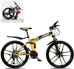 FMOPQ Folding Mountain Bike 26 inch Folding Mountain Bikes High Carbon Steel Frame Double Shock Absorption Variable All Terrain Quick Adult Mountain Off-Road Bicycle 6-11 30 Spee