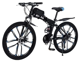 LFNOONE Bike 26 Inch Mountain Bike Folding Bike for Adults 27-Speed Double Disc Brake Full Suspension Non-Slip Lightweight Frame with Bicycle Bag Suitable for Men's and Women's Bikes