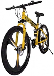 SYCY Bike 26in Folding Mountain Bike Shimanos 21 Speed Bicycle Full Suspension MTB Bikes Comfort Bikes Beach Cruiser Bike Double Disc Brake-Yellow