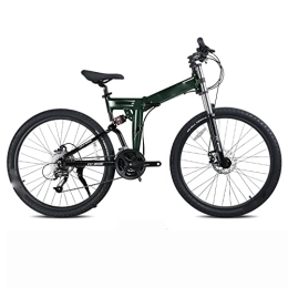  Folding Mountain Bike 27.5 Inch Foldable Mountain Bike 27 Speed Double Shock Absorption Bicycle Mechanical Disc Brakes;for Beaches Or Snow (Green)