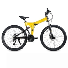  Folding Mountain Bike 27.5 Inch Foldable Mountain Bike 27 Speed Double Shock Absorption Bicycle Mechanical Disc Brakes;for Beaches Or Snow (Yellow)