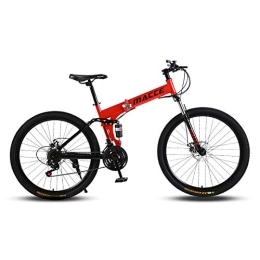 TZYY Folding Mountain Bike 7 Speed Outroad Mountain Bike, Compact ​​Folding City Bicycle Suspension 24in, For Students Office Workers Commuting To Work A 24in