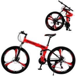 AASSDOO 26 Inch Mountain Bike MTB Foldable Bicycle - With 21 Speed Dual Disc Brakes Full Suspension Non-slip Adult Sport Bike Double Disc Brake Bicycle for Adults Mens Boys Women