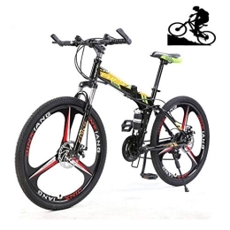 Adult Mountain Bike, 24 Inch Wheels, Mountain Trail Bike High Carbon Steel Folding Outroad Bicycles, 21/24/27-Speed Bicycle Full Suspension MTB Gears Dual Disc Brakes Mountain Bicycle fengong