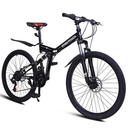 Generic Folding Mountain Bike Adult Road Racing Bike 26 inch Folding Mountain Bike, 21 Speed Carbon Steel Mountain Bicycle for Adults, Non-Slip Bike, with Dual Suspension Frame and Disc Brake for Outdoor