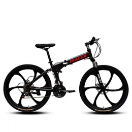 Amaone Folding Mountain Bike Amaone Adult Mountain Bike, 26 inch Wheels, Mountain Trail Bike High Carbon Steel Folding Outroad Bicycles, 21-Speed Bikes Full Suspension MTB Gears Dual Disc Brakes Mountain Bicycle Unisex (Black)