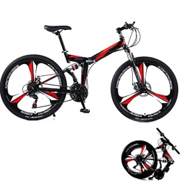 BaiHogi Folding Mountain Bike BaiHogi Professional Racing Bike, Mountain Folding Bike, 24 / 26 Inches Dual-Disc Brakes Dual-Shock Variable Speed Mountain Bicycles 21 / 24 / 27 / 30-Speed (Color : Black Red, Size : 24 inch 21 speed)