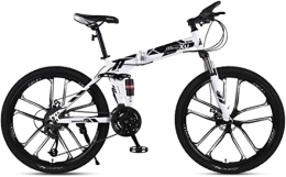 Generic Folding Mountain Bike Bicycle, Mountain Bike Child Bicycles 21 / 24 / 27 Speed Steel Frame 26 Inches 10-Spoke Wheels Suspension Folding Bike, Black, 21speed