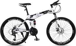 Generic Folding Mountain Bike Bicycle, Mountain Bike Child Bicycles 21 / 24 / 27 Speed Steel Frame 27.5 Inches 3-Spoke Wheels Dual Suspension Folding Bike, Black, 21speed