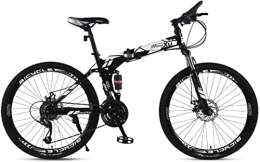 Generic Folding Mountain Bike Bicycle, Mountain Bike Child Bicycles 21 / 24 / 27 Speed Steel Frame 27.5 Inches 3-Spoke Wheels Dual Suspension Folding Bike, White, 21speed