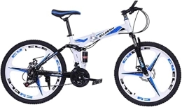 Generic Folding Mountain Bike Bicycle, Mountain Bike Girl Boy Bicycles 26 Inch Folding bike with Sturdy Steel 6 Spokes Integrated Wheel Premium Full Suspension and 24 Speed Gear,