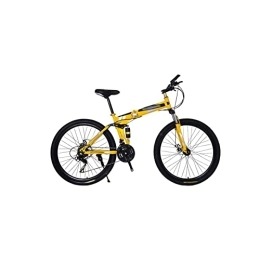  Folding Mountain Bike Bicycles for Adults High Carbon Steel Frame Off-Road Variable Speed Folding Mountain Bike Shock-Absorbing Disc Brake Adult Road Bike (Color : Yellow)