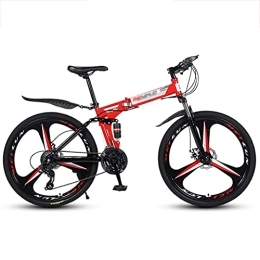 LiRuiPengBJ Folding Mountain Bike Children's bicycle 26 Inch Folding Mountain Bike Full Suspension 24 Speed High-Tensile Carbon Steel Frame MTB with Dual Disc Brake for Men and Women ( Color : Style1 , Size : 26inch21 speed )