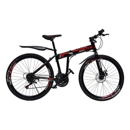 ERnonde Folding Mountain Bike ERnonde 26 Inch Mountain Bike Folding Bicycle MTB 21 Speed City Bike Foldable Suitable for Mountain, City and Other Rides Black / Red