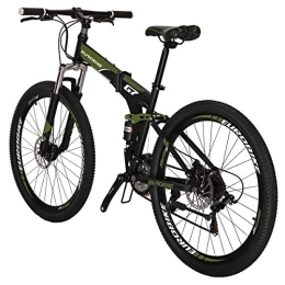  Folding Mountain Bike Folding Bike, 27.5 Inch mountain bike, Comfortable Lightweight, 21 Speed bike, Disc Brakes, Suitable For 5'2" To 6' Unisex Fold Foldable Unisex's (Green)